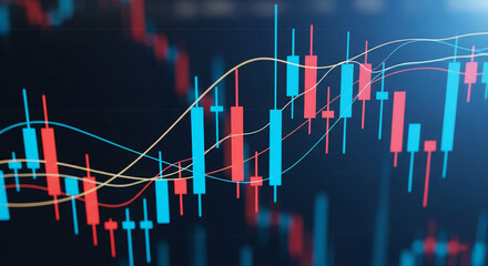 Financial stock market graph showing rising and falling trends representing investment, economy, and trading analysis
