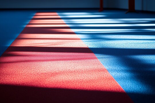 Judo Mat with Striped Sunlight and Shadow