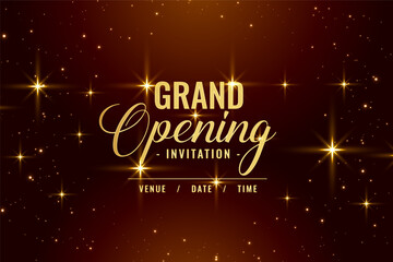 eye catching grand opening invitation ceremony poster with golden sparkling decor