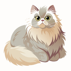 vector illustration of persian cat, lying graceful, flat design