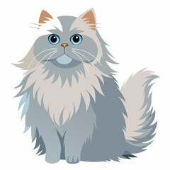 vector illustration of persian cat, profile view, flat design
