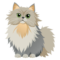 vector illustration of persian cat, profile view, flat design
