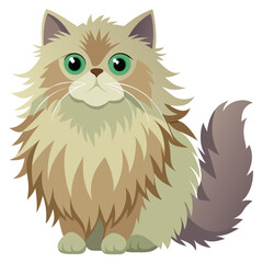 vector illustration of persian cat, grooming, flat design