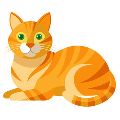 vector illustration of orange tabby cat, lying down, flat design