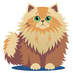 vector illustration of persian cat, grooming, flat design