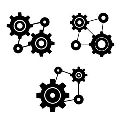 Connected working gears silhouette vector illustration