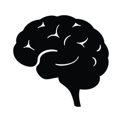 Human brain anatomy illustration for medical science and education purposes with black silhouette