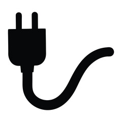 Electrical plug vector graphic for power connection and energy supply in black and white design