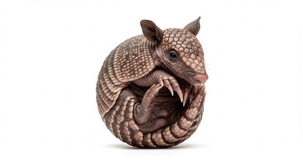 愛らしいアルマジロ 丸まる姿 柔らかな光に包まれて. AI Generated