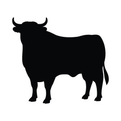 Black silhouette of a strong bull vector image for design resources and animal illustrations stock art