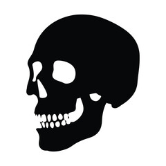 Black skull illustration halloween skeleton death head bone anatomy spooky gothic design graphic