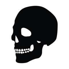 Black skull vector illustration for halloween designs and skull themed graphic projects and art