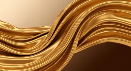 Luxurious Golden Fabric Waves: Abstract Elegance and Fluidity in Rich Metallic Tones