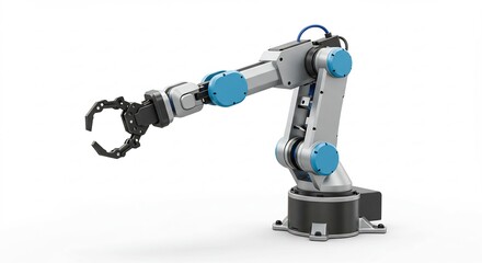 精密なロボットアーム 動作滑らか 白背景 クリーンなデザイン. AI Generated