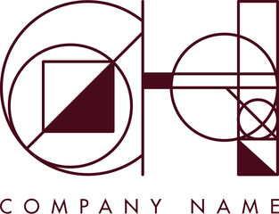 Minimalist OH Circular Monogram Logo Design with Bold Lines and Elegant Style