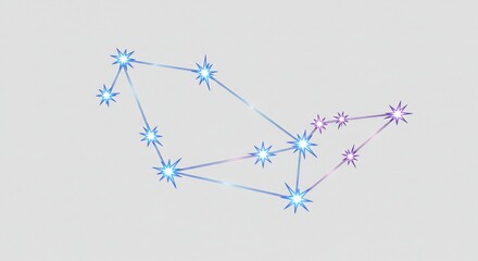 輝く星々 柔らかな光線で繋がる 神秘的星座図. AI Generated
