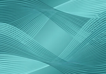 Fototapeta premium Abstract Teal Wave Background with Geometric Curved Lines