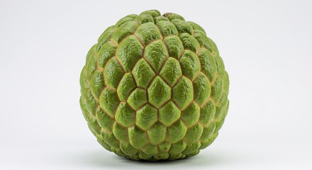 Fototapeta premium 鮮やか緑色 完熟チェリモヤ 爽やか質感 白背景撮影. AI Generated