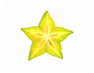 Fototapeta premium starfruit 3d rendering isolated on white background cartoon plastic style icon