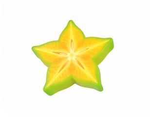 Fototapeta premium starfruit 3d rendering isolated on white background cartoon plastic style icon