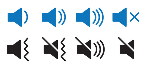 Volume icon set. Volume solid icons set. vector illustration collection. eps file. vector eps.