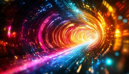Obraz premium Planning and imagination for achieving success, vibrant colors, creative light trails, abstract symbols of growth, highresolution empowering art