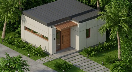 Fototapeta premium Modern tropical style home design
