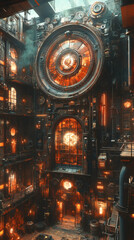 Obraz premium Show a floating industrial platform powered by advanced technology