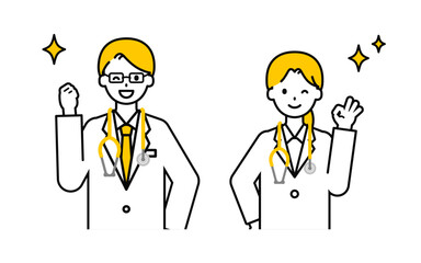 シンプルな医師の男女_うれしい