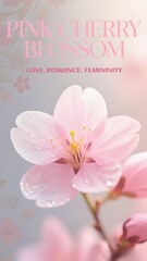 Naklejka premium Phone Wallpaper Series : Flower Language - Pink Cherry Blossom, means : Love, Romance, Femininity 002