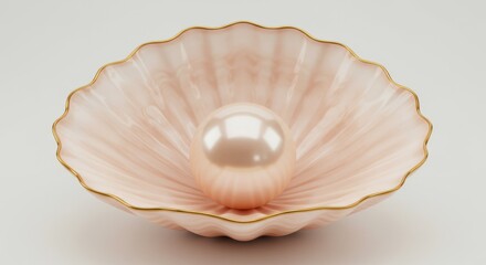 Lustrous Pearl Displayed in an Elegant Scalloped Shell Embodying Luxury and Sophistication for Jewelry Concepts