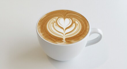 温かいカフェラテ 美しいラテアート 柔らかな光で輝く (Atatakai kafurete utsukushii rateato yawarakana hikari de kagayaku) Translation: Warm latte, beautiful latte art, shining in soft light.. AI Generated