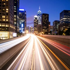 Obraz premium City highway at night with light trails