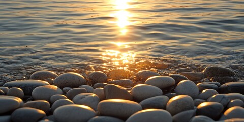 Fototapeta premium Sea Pebbles at Sunset