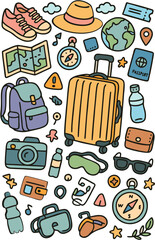 Vacation & Traveler Stuff Doodle Style
