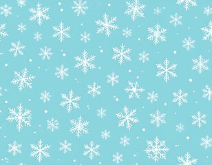 Light blue background with white snowflakes and dots