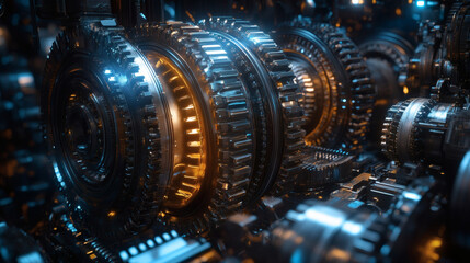 Show a self-repairing machine in a cybernetic repair bay