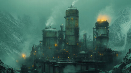 Obraz premium Visualize a hovering machinery unit in a floating city