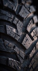 Close-up of a textured tire tread