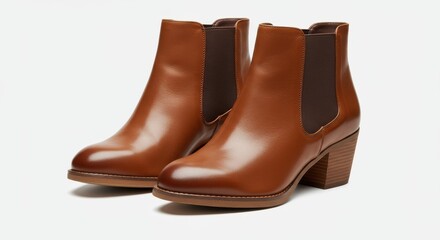Elegant Brown Leather Chelsea Boots for Women Perfect for Fall and Winter Fashion Editorial Photography Style Footwear