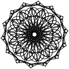 Obraz premium Abstract art with beautiful black and white interlaced lines resembling flower petals used for screen printing on fabric, tiles, or as tattoos. Transparent background image.