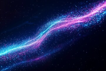 Cosmic Stream of Blue and Purple Glittering Particles in Dark Space