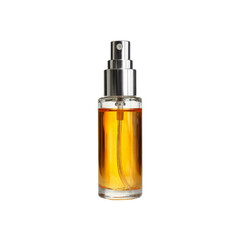 Naklejka premium Amber Liquid in Glass Spray Bottle with Silver Cap