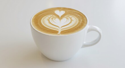 Warmer Cappuccino zeigt sanftes Licht herzformige Milchschaumkunst. AI Generated