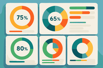 Colorful Infographic Dashboard with Circular Progress Charts