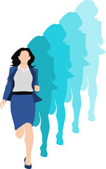 ジャンプ(走る)するビジネスウーマンのイラスト