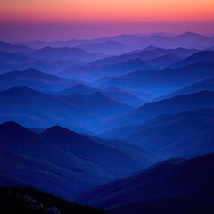 Fototapeta premium Blue Mountain Range Sunset