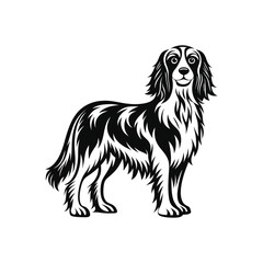 Black silhouette of a Golden Retriever on white background, isolated.