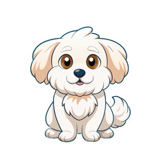 Vector icon of maltese dog animal chibi cartoon style isolated on white background, a cartoon illustration 
