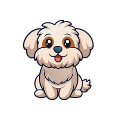 Maltese dog animal chibi cartoon style isolated background illustration, a cartoon illustration 